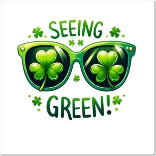 Seeing Green! - St. Patrick's Day Clover Glasses Posters and Art